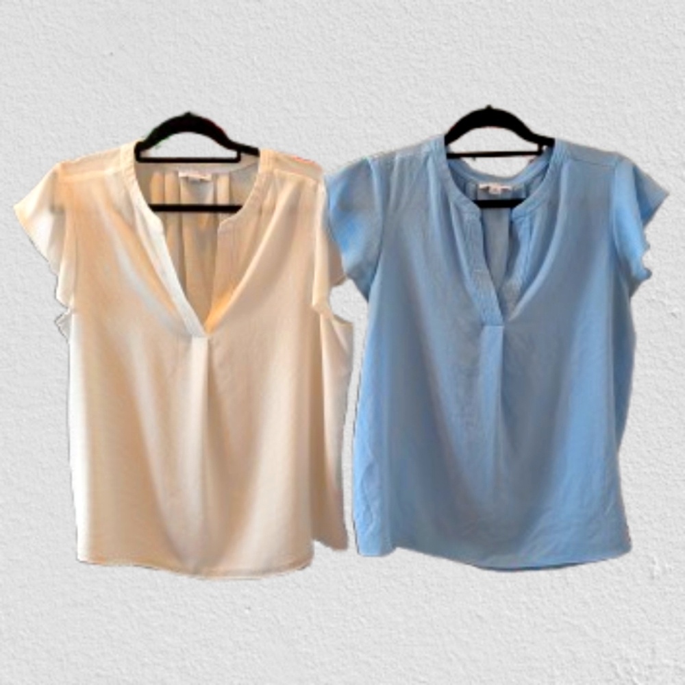 Calvin Klein White and Blue Blouses